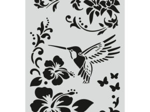 Schablone Kolibri mit Blüte