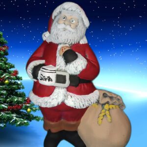 Kleine Weihnachtsmannfigur mit Santa-Tasse