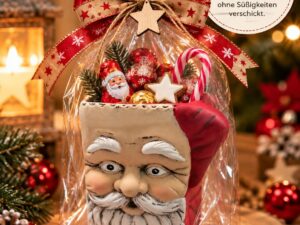 Geschenktäschchen aus Gießkeramik – Weihnachtsmann