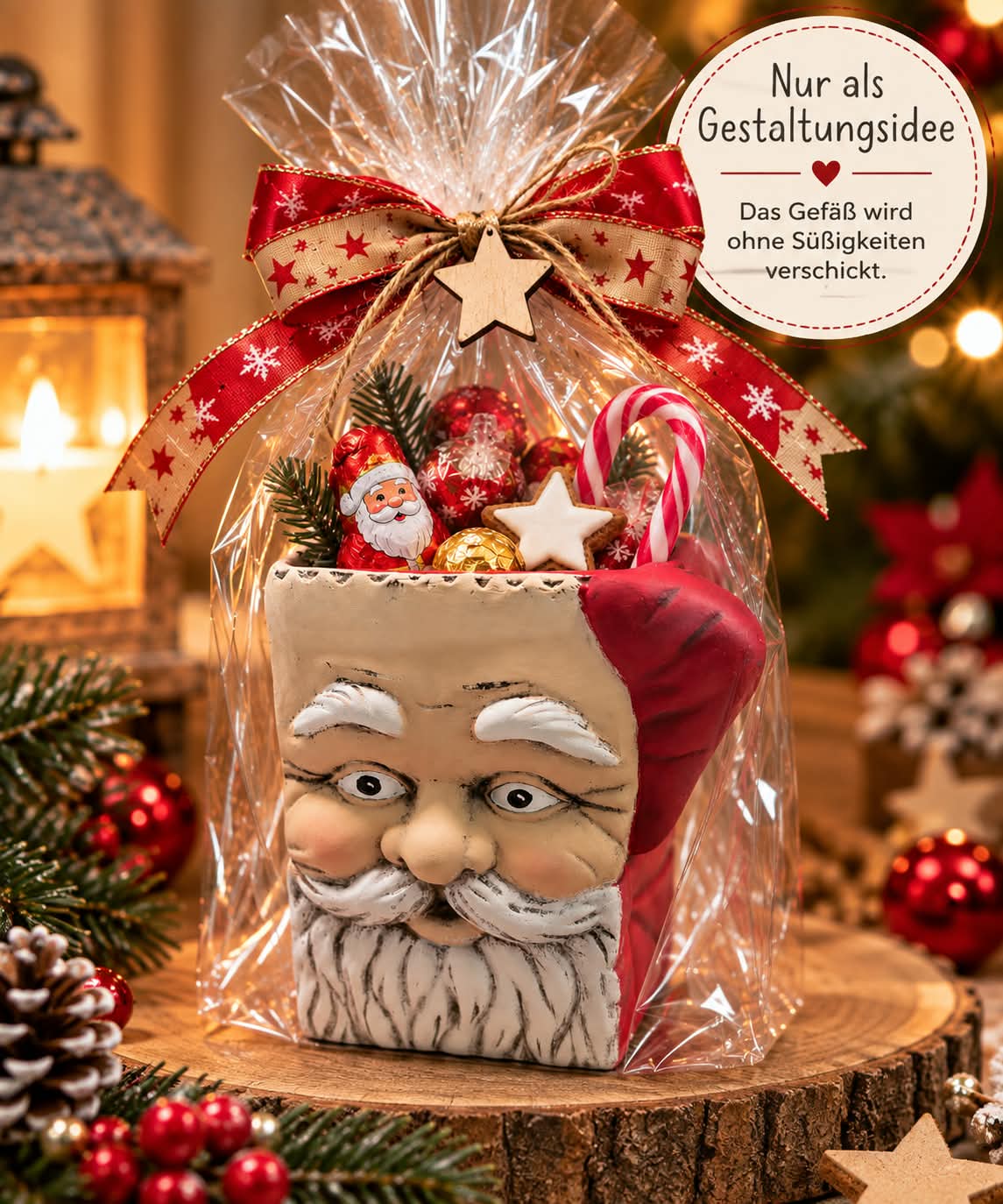 Geschenktäschchen aus Gießkeramik – Weihnachtsmann