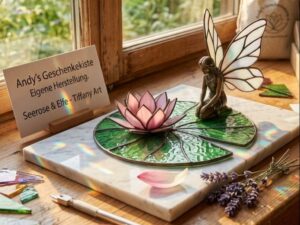 Seerosenblatt mit Elfe und Blüte
